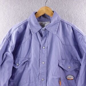 RASCO Mens 3XL Long Sleeve FR Work Shirt Periwinkle‎ Blue Pearl Snap Front